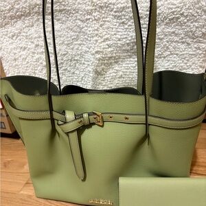 Michael Kors Sage Green Tote Bag and Wallet
